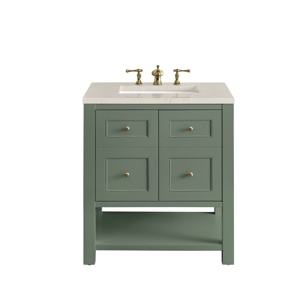 James Martin - Breckenridge 30" Single Vanity, Smokey Celadon, w/ 3 CM Siberian Silestone Top - 330-V30-SC-3SFR view 1