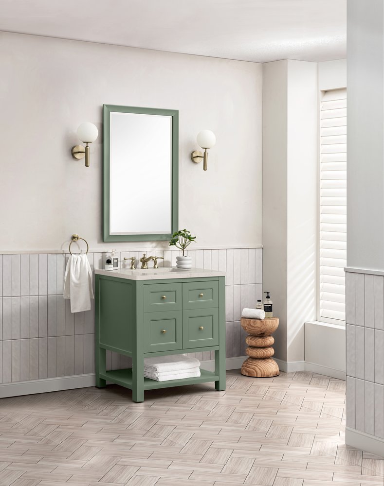 James Martin - Breckenridge 30" Single Vanity, Smokey Celadon, w/ 3 CM Siberian Silestone Top - 330-V30-SC-3SFR view 4
