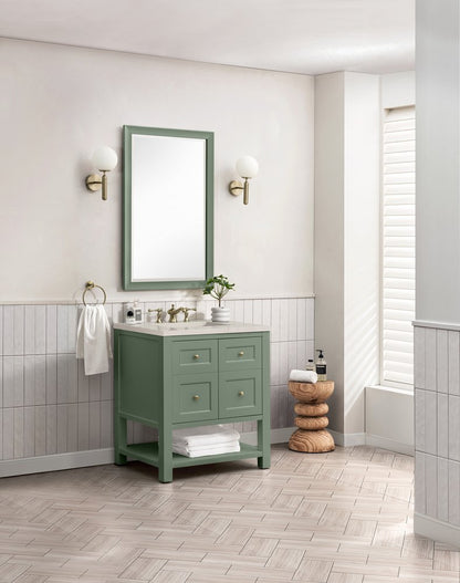 James Martin - Breckenridge 30" Single Vanity, Smokey Celadon, w/ 3 CM Siberian Silestone Top - 330-V30-SC-3SFR view 4