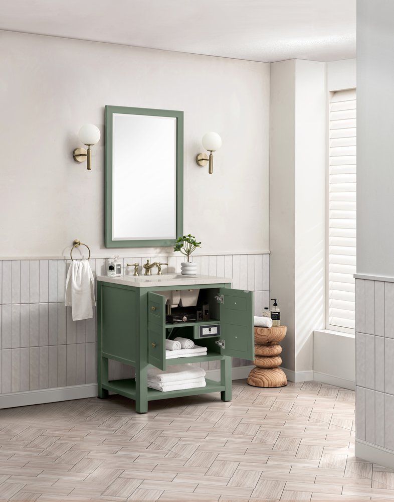 James Martin - Breckenridge 30" Single Vanity, Smokey Celadon, w/ 3 CM Siberian Silestone Top - 330-V30-SC-3SFR view 5