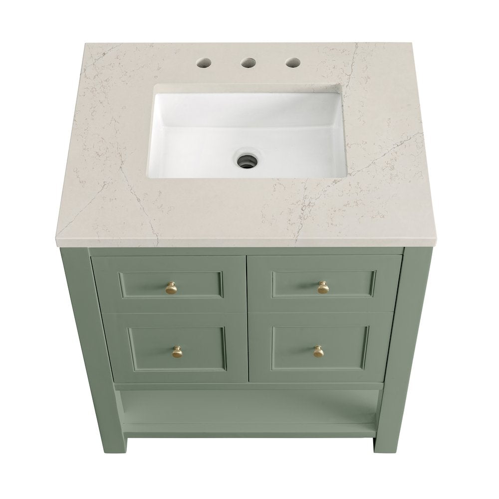 James Martin - Breckenridge 30" Single Vanity, Smokey Celadon, w/ 3 CM Siberian Silestone Top - 330-V30-SC-3SFR view 7