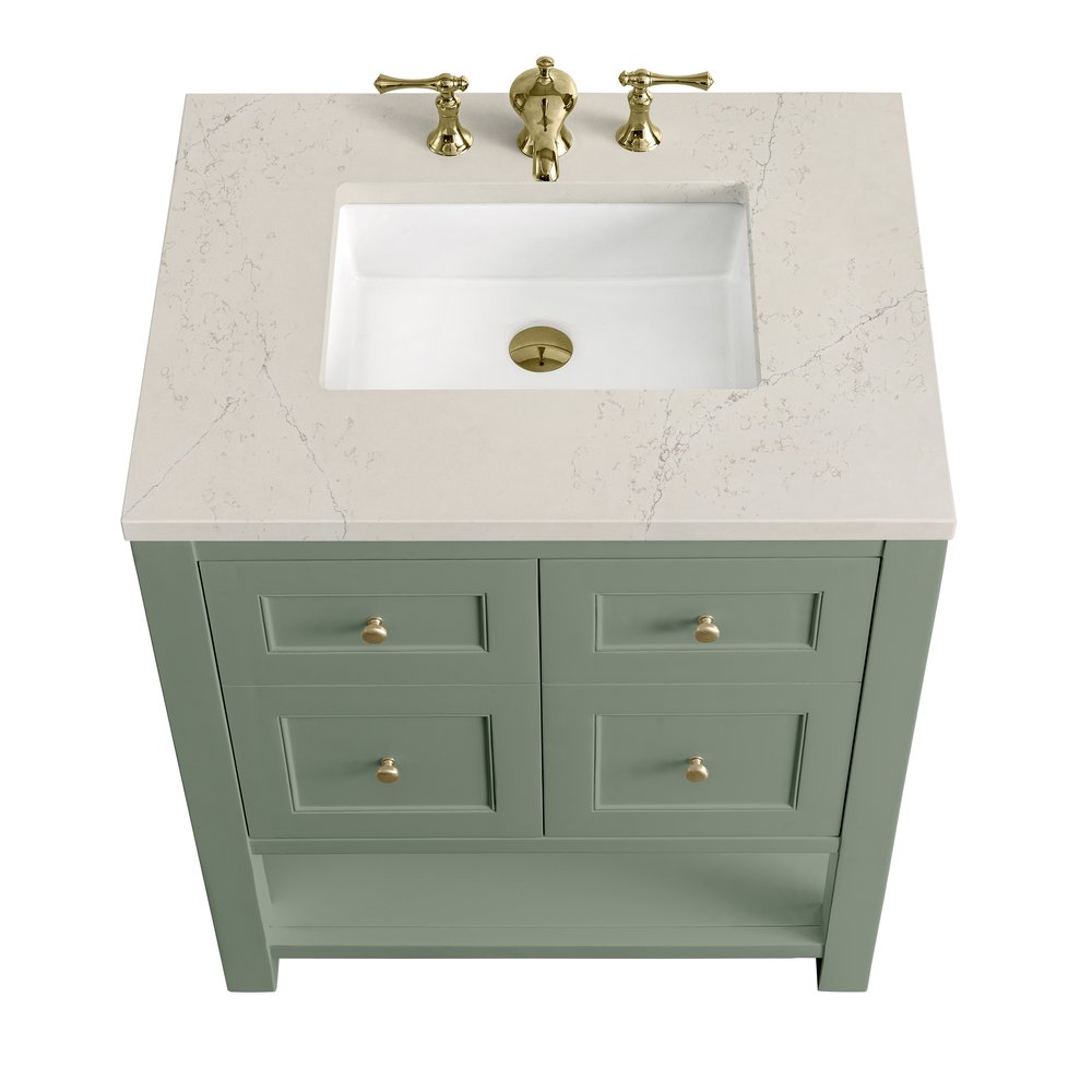 James Martin - Breckenridge 30" Single Vanity, Smokey Celadon, w/ 3 CM Siberian Silestone Top - 330-V30-SC-3SFR view 8