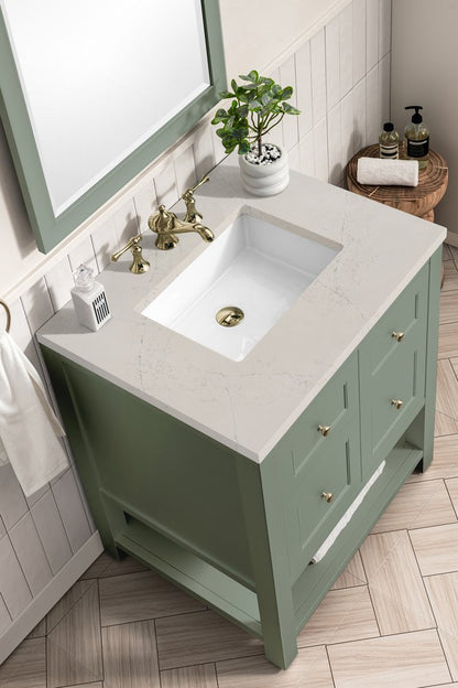 James Martin - Breckenridge 30" Single Vanity, Smokey Celadon, w/ 3 CM Siberian Silestone Top - 330-V30-SC-3SFR view 9
