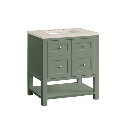 James Martin - Breckenridge 30" Single Vanity, Smokey Celadon, w/ 3 CM Siberian Silestone Top - 330-V30-SC-3SFR view 12