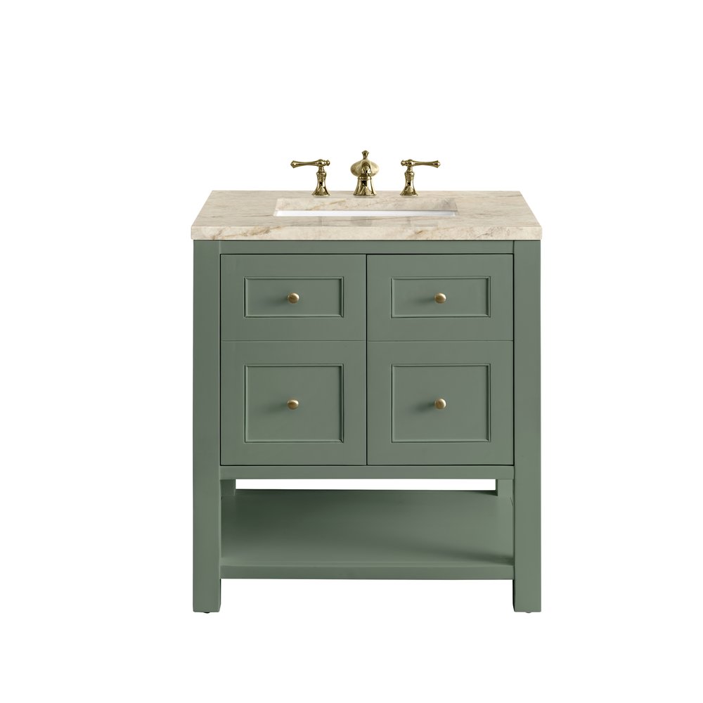 James Martin - Breckenridge 30" Single Vanity, Smokey Celadon, w/ 3 CM Tajnar Eclos Top - 330-V30-SC-3TJR view 1