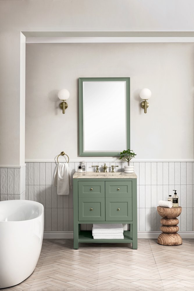 James Martin - Breckenridge 30" Single Vanity, Smokey Celadon, w/ 3 CM Tajnar Eclos Top - 330-V30-SC-3TJR view 3