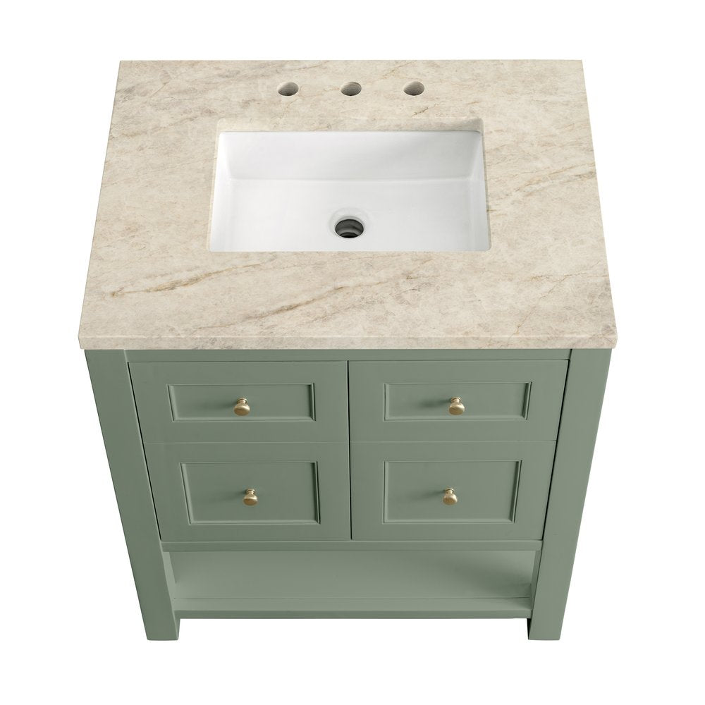 James Martin - Breckenridge 30" Single Vanity, Smokey Celadon, w/ 3 CM Tajnar Eclos Top - 330-V30-SC-3TJR view 7