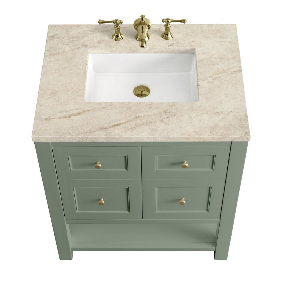 James Martin - Breckenridge 30" Single Vanity, Smokey Celadon, w/ 3 CM Tajnar Eclos Top - 330-V30-SC-3TJR view 8