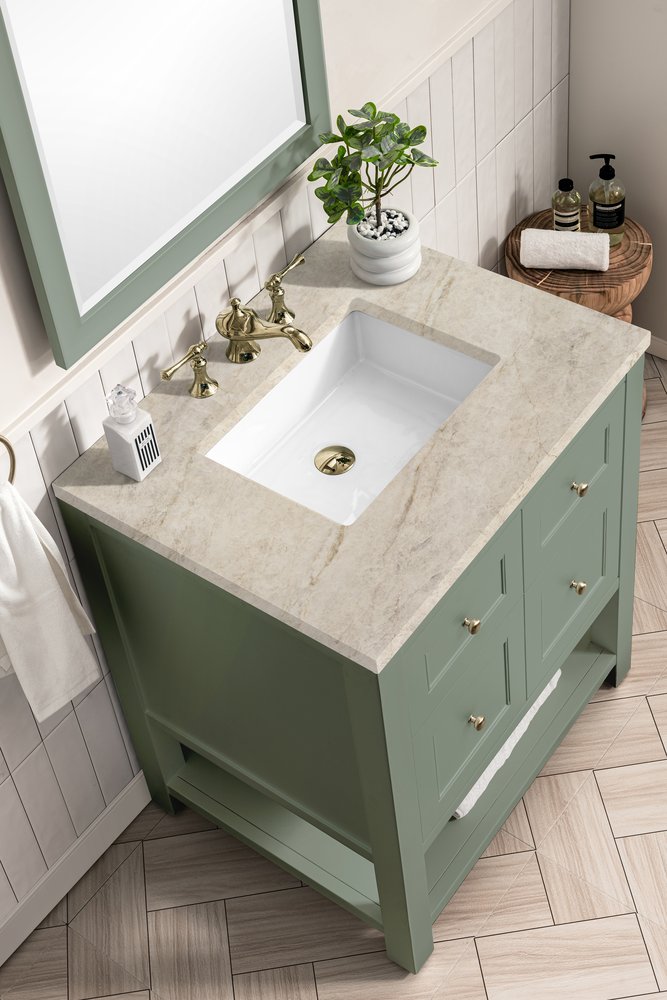 James Martin - Breckenridge 30" Single Vanity, Smokey Celadon, w/ 3 CM Tajnar Eclos Top - 330-V30-SC-3TJR view 9