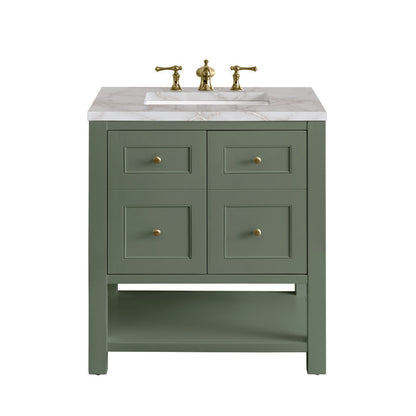 James Martin - Breckenridge 30" Single Vanity, Smokey Celadon w/ 3 CM Victorian Silver Top - 330-V30-SC-3VSL view 1