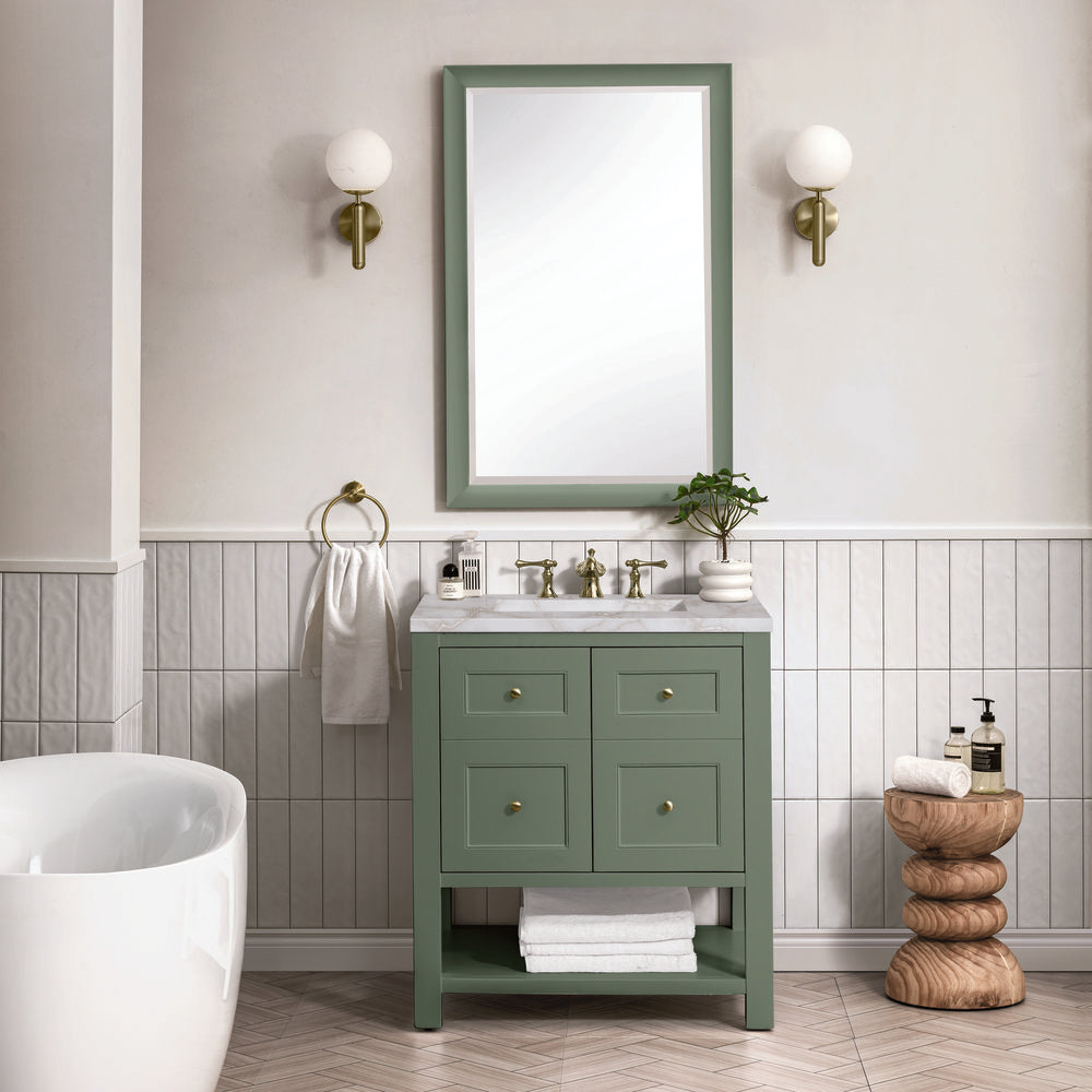 James Martin - Breckenridge 30" Single Vanity, Smokey Celadon w/ 3 CM Victorian Silver Top - 330-V30-SC-3VSL view 3