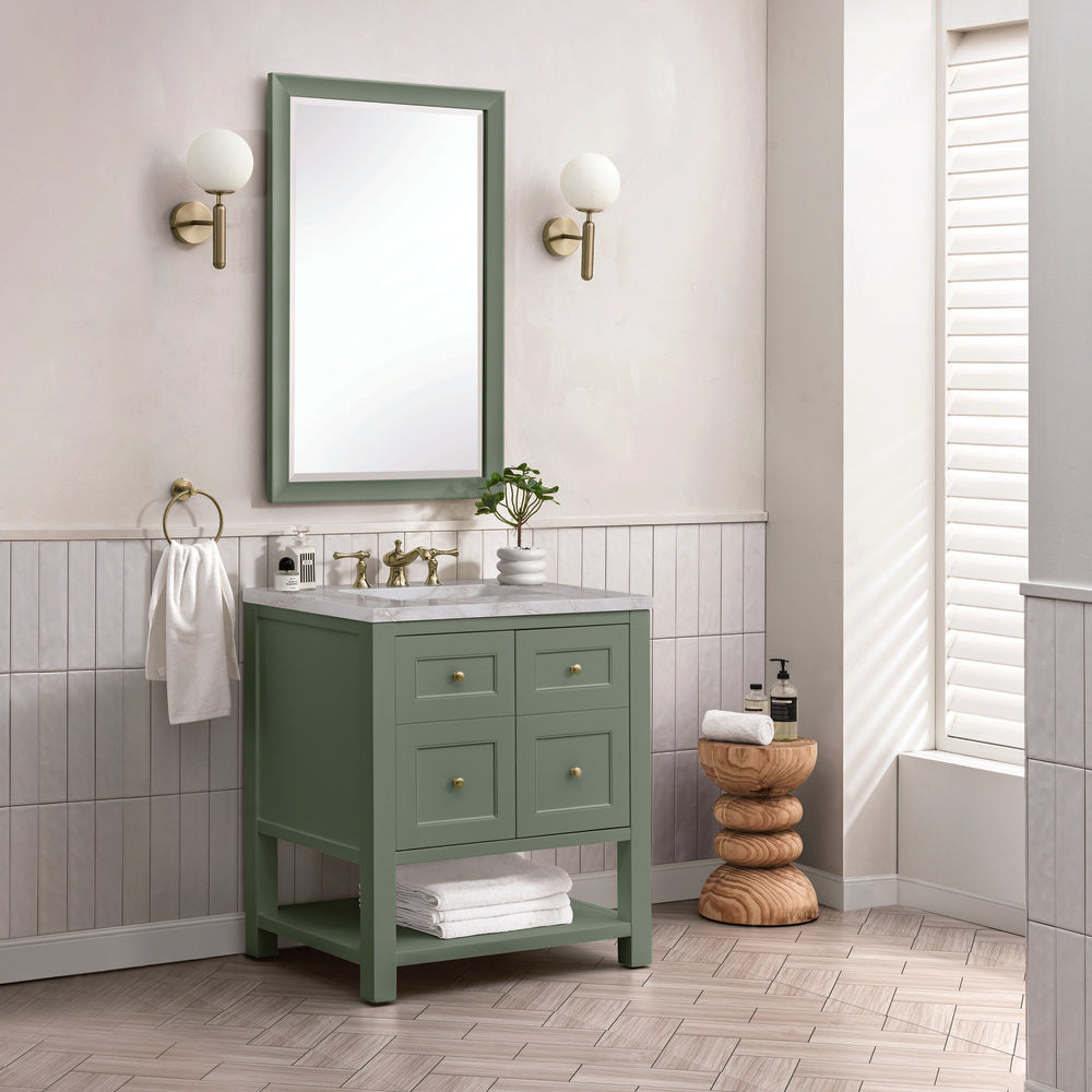 James Martin - Breckenridge 30" Single Vanity, Smokey Celadon w/ 3 CM Victorian Silver Top - 330-V30-SC-3VSL view 4