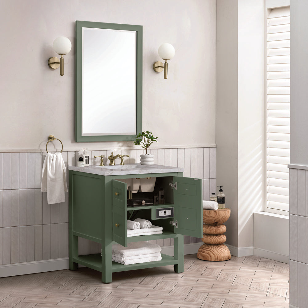 James Martin - Breckenridge 30" Single Vanity, Smokey Celadon w/ 3 CM Victorian Silver Top - 330-V30-SC-3VSL view 5