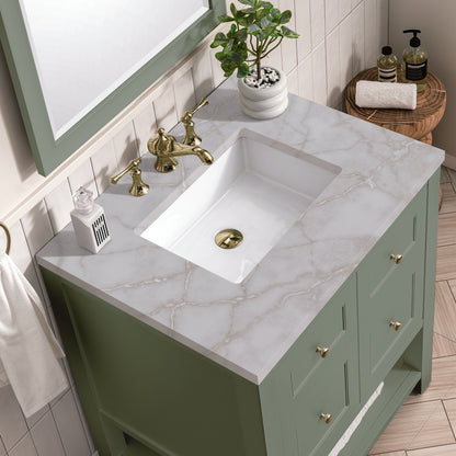 James Martin - Breckenridge 30" Single Vanity, Smokey Celadon w/ 3 CM Victorian Silver Top - 330-V30-SC-3VSL view 7