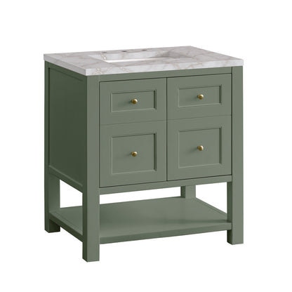 James Martin - Breckenridge 30" Single Vanity, Smokey Celadon w/ 3 CM Victorian Silver Top - 330-V30-SC-3VSL view 10