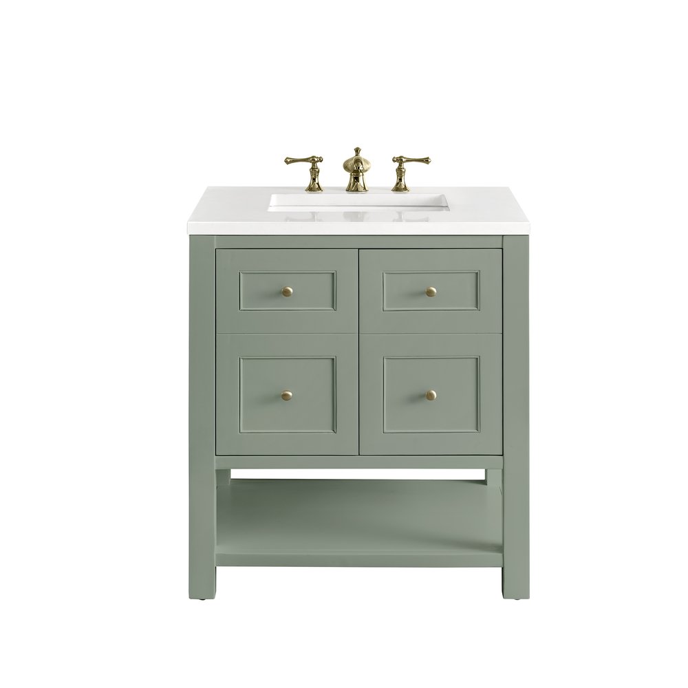 James Martin - Breckenridge 30" Single Vanity, Smokey Celadon w/ 3 CM White Zeus Top - 330-V30-SC-3WZ view 1