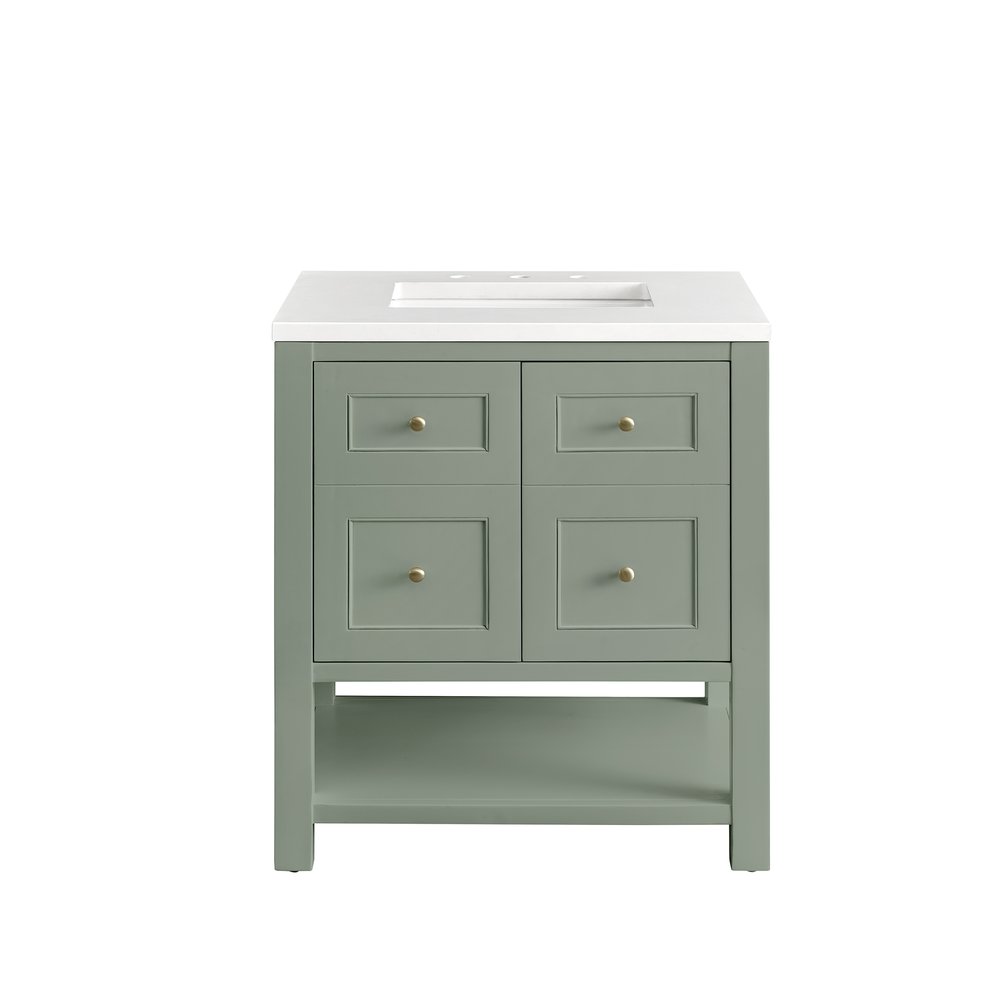 James Martin - Breckenridge 30" Single Vanity, Smokey Celadon w/ 3 CM White Zeus Top - 330-V30-SC-3WZ view 2