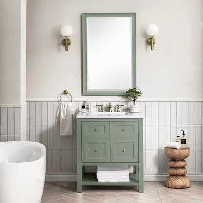 James Martin - Breckenridge 30" Single Vanity, Smokey Celadon w/ 3 CM White Zeus Top - 330-V30-SC-3WZ view 4