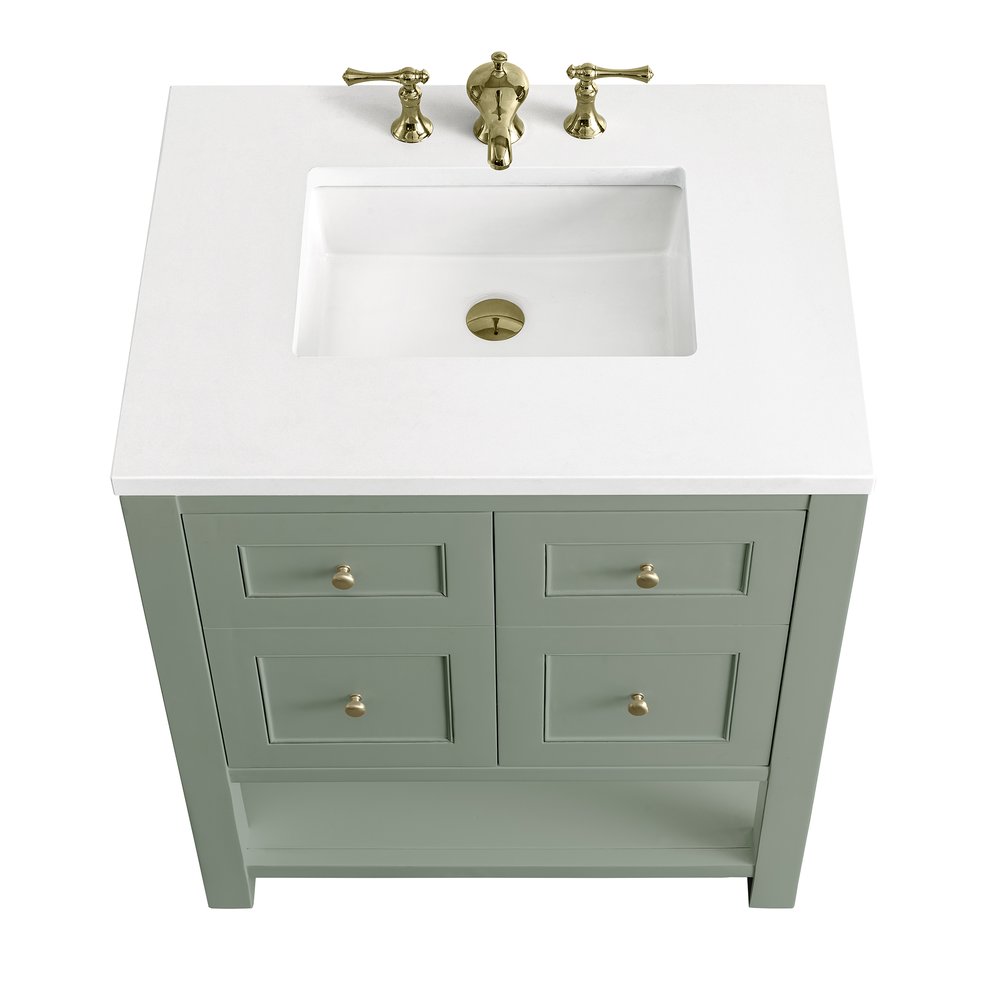 James Martin - Breckenridge 30" Single Vanity, Smokey Celadon w/ 3 CM White Zeus Top - 330-V30-SC-3WZ view 8