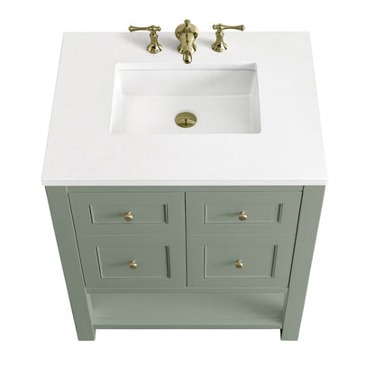 James Martin - Breckenridge 30" Single Vanity, Smokey Celadon w/ 3 CM White Zeus Top - 330-V30-SC-3WZ view 8