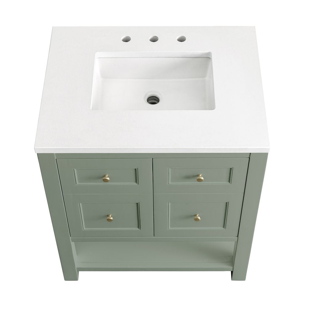 James Martin - Breckenridge 30" Single Vanity, Smokey Celadon w/ 3 CM White Zeus Top - 330-V30-SC-3WZ view 9