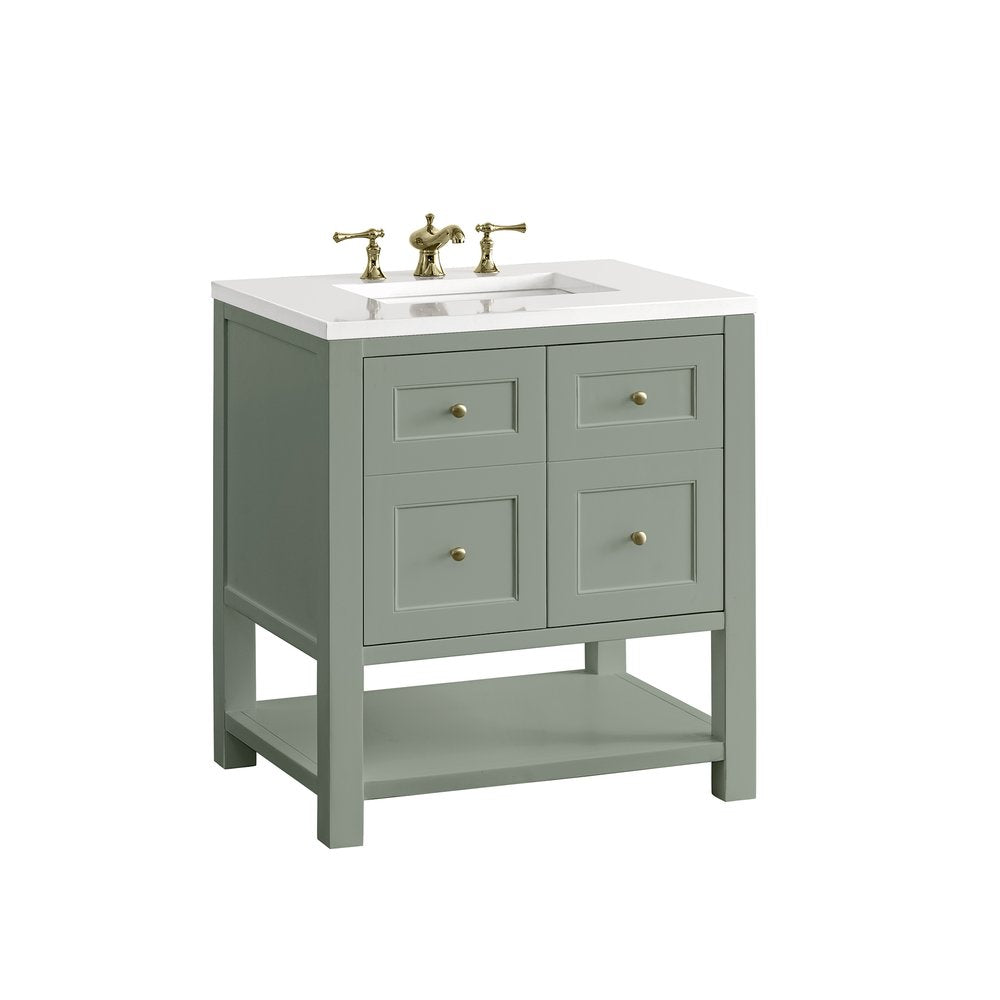 James Martin - Breckenridge 30" Single Vanity, Smokey Celadon w/ 3 CM White Zeus Top - 330-V30-SC-3WZ view 14