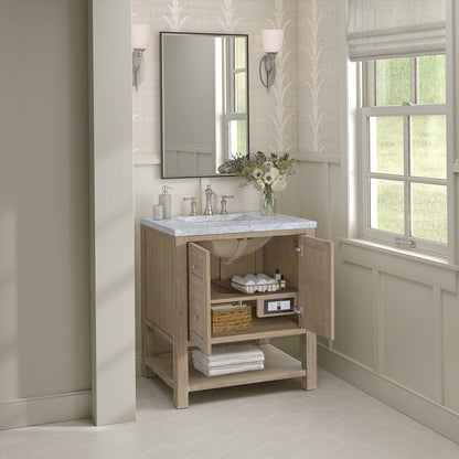 James Martin - Breckenridge 30" Single Vanity, Whitewashed Oak w/ 3 CM Carrara White Marble Top - 330-V30-WWO-3CAR view 5