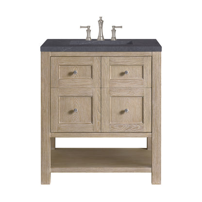 James Martin - Breckenridge 30" Single Vanity, Whitewashed Oak w/ 3 CM Charcoal Soapstone Silestone Top - 330-V30-WWO-3CSP view 1