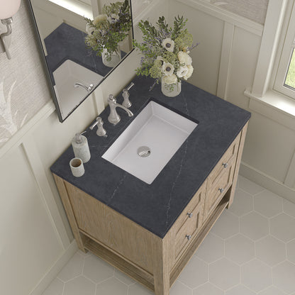 James Martin - Breckenridge 30" Single Vanity, Whitewashed Oak w/ 3 CM Charcoal Soapstone Silestone Top - 330-V30-WWO-3CSP view 7