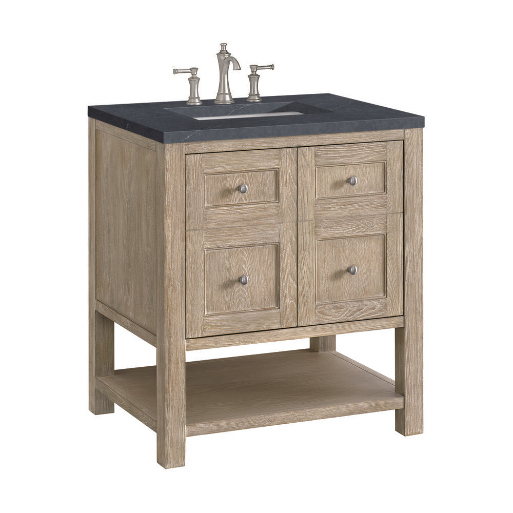 James Martin - Breckenridge 30" Single Vanity, Whitewashed Oak w/ 3 CM Charcoal Soapstone Silestone Top - 330-V30-WWO-3CSP view 9