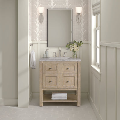 James Martin - Breckenridge 30" Single Vanity, Whitewashed Oak w/ 3 CM Eternal Jasmine Pearl Silestone Top - 330-V30-WWO-3EJP view 3