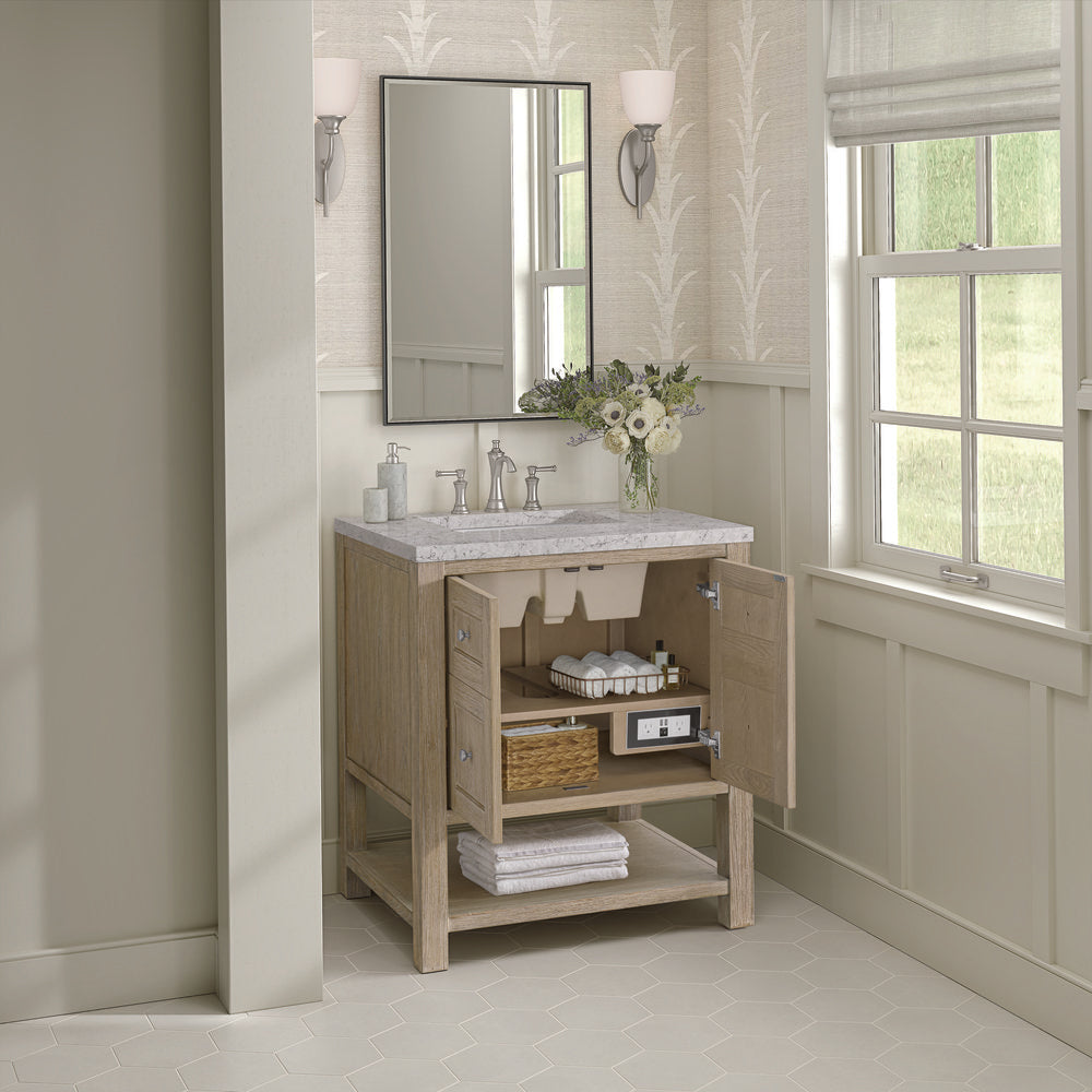 James Martin - Breckenridge 30" Single Vanity, Whitewashed Oak w/ 3 CM Eternal Jasmine Pearl Silestone Top - 330-V30-WWO-3EJP view 5