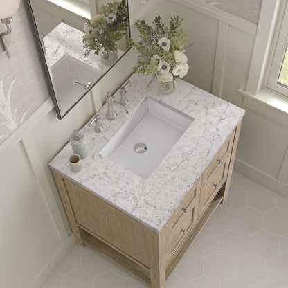 James Martin - Breckenridge 30" Single Vanity, Whitewashed Oak w/ 3 CM Eternal Jasmine Pearl Silestone Top - 330-V30-WWO-3EJP view 7