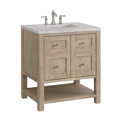 James Martin - Breckenridge 30" Single Vanity, Whitewashed Oak w/ 3 CM Eternal Jasmine Pearl Silestone Top - 330-V30-WWO-3EJP view 9