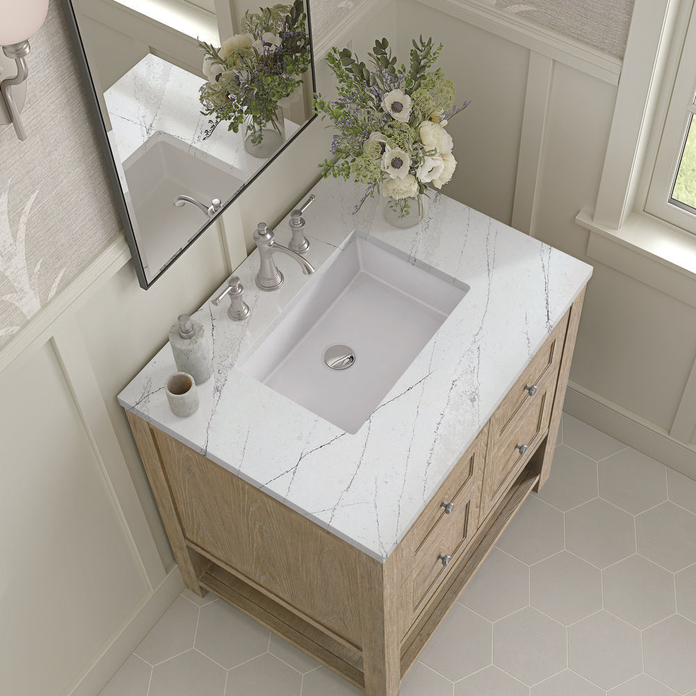 James Martin - Breckenridge 30" Single Vanity, Whitewashed Oak w/ 3 CM Ethereal Noctis Silestone Top - 330-V30-WWO-3ENC view 7