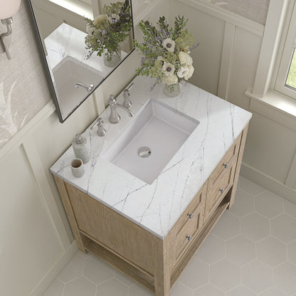 James Martin - Breckenridge 30" Single Vanity, Whitewashed Oak w/ 3 CM Ethereal Noctis Silestone Top - 330-V30-WWO-3ENC view 7