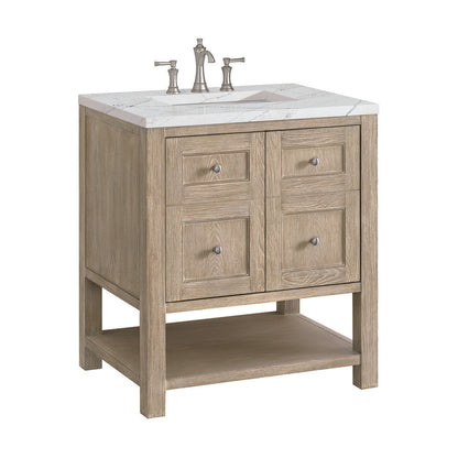 James Martin - Breckenridge 30" Single Vanity, Whitewashed Oak w/ 3 CM Ethereal Noctis Silestone Top - 330-V30-WWO-3ENC view 9