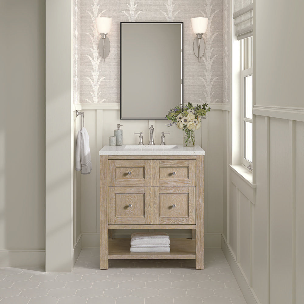James Martin - Breckenridge 30" Single Vanity, Whitewashed Oak w/ 3 CM Lime Delight Silestone Top - 330-V30-WWO-3LDL view 3