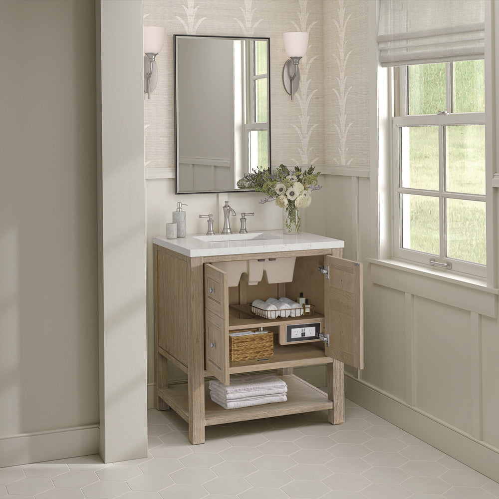 James Martin - Breckenridge 30" Single Vanity, Whitewashed Oak w/ 3 CM Lime Delight Silestone Top - 330-V30-WWO-3LDL view 5