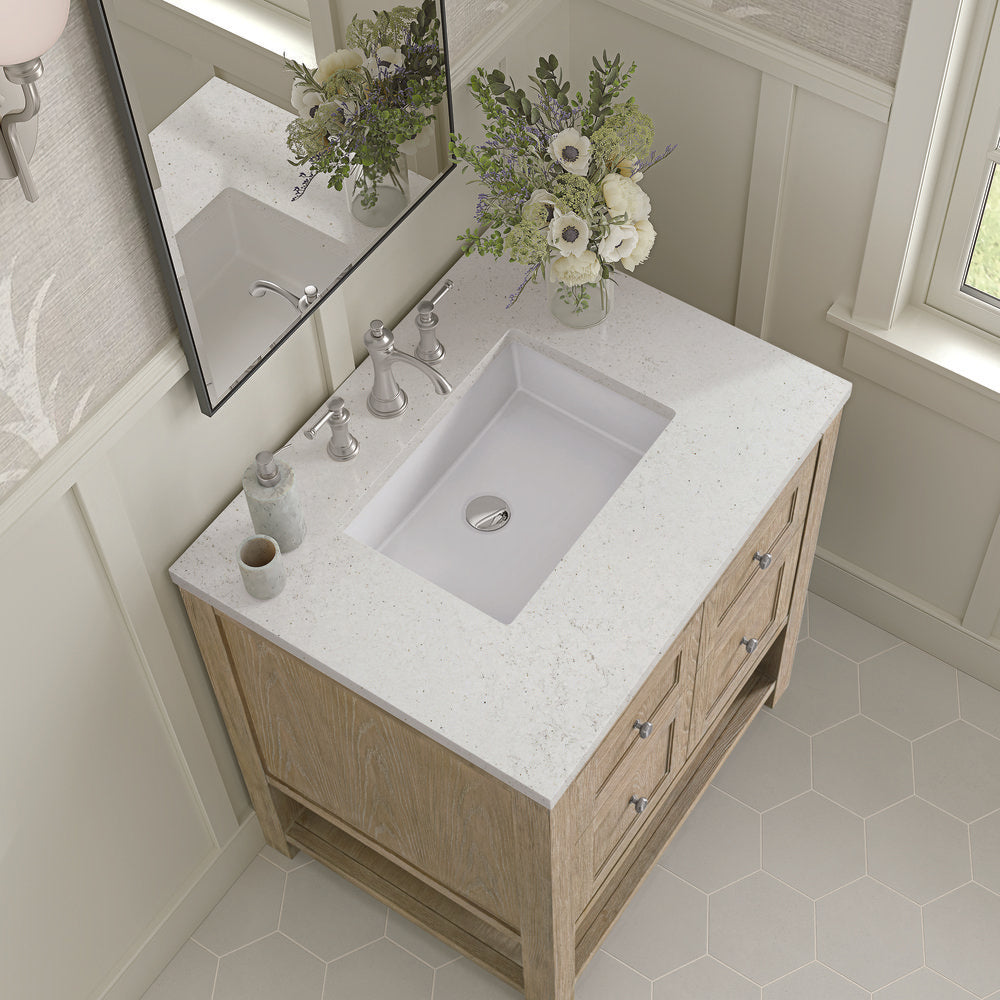 James Martin - Breckenridge 30" Single Vanity, Whitewashed Oak w/ 3 CM Lime Delight Silestone Top - 330-V30-WWO-3LDL view 7
