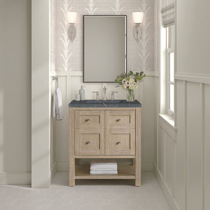 James Martin - Breckenridge 30" Single Vanity, Whitewashed Oak w/ 3 CM Parisien Bleu Silestone Top - 330-V30-WWO-3PBL view 3