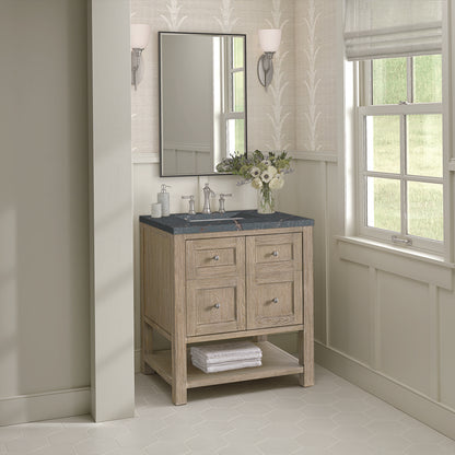 James Martin - Breckenridge 30" Single Vanity, Whitewashed Oak w/ 3 CM Parisien Bleu Silestone Top - 330-V30-WWO-3PBL view 4