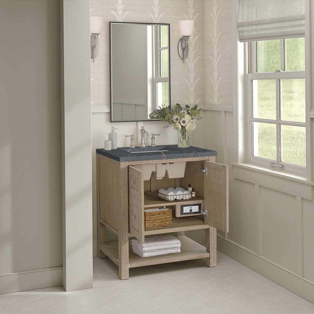 James Martin - Breckenridge 30" Single Vanity, Whitewashed Oak w/ 3 CM Parisien Bleu Silestone Top - 330-V30-WWO-3PBL view 5