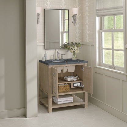 James Martin - Breckenridge 30" Single Vanity, Whitewashed Oak w/ 3 CM Parisien Bleu Silestone Top - 330-V30-WWO-3PBL view 5