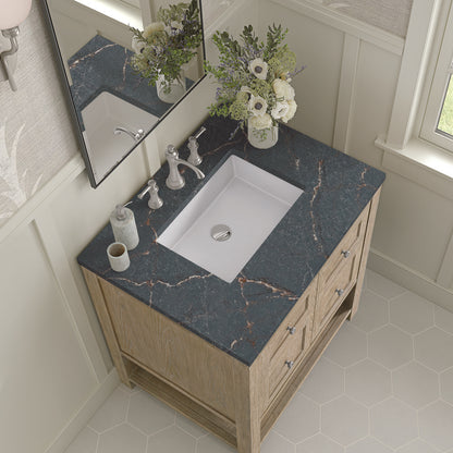 James Martin - Breckenridge 30" Single Vanity, Whitewashed Oak w/ 3 CM Parisien Bleu Silestone Top - 330-V30-WWO-3PBL view 7