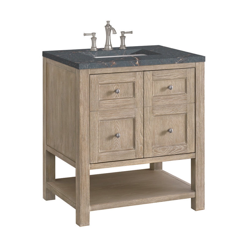 James Martin - Breckenridge 30" Single Vanity, Whitewashed Oak w/ 3 CM Parisien Bleu Silestone Top - 330-V30-WWO-3PBL view 9