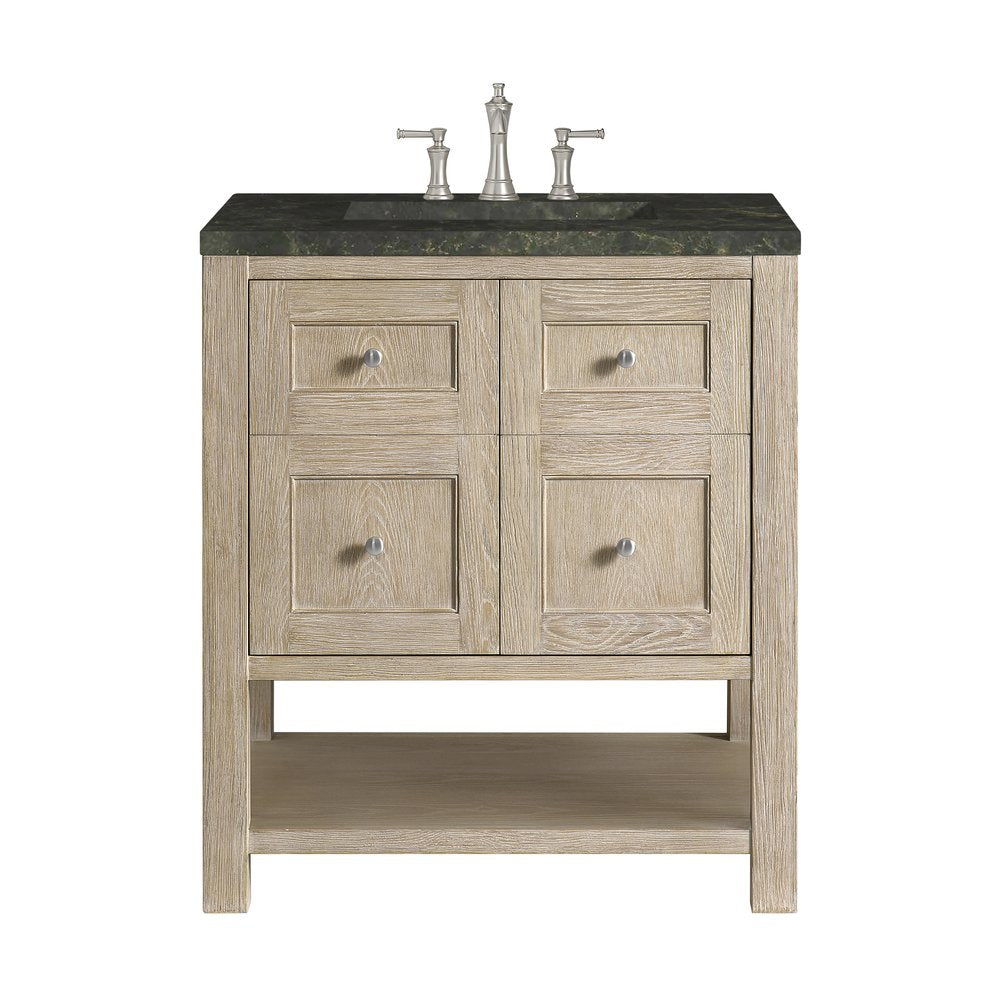 James Martin - Breckenridge 30" Single Vanity, Whitewashed Oak, w/ 3 CM Phantome Eclos Top - 330-V30-WWO-3PHT view 1