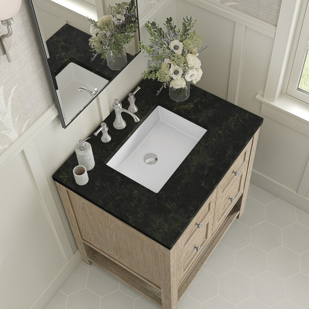 James Martin - Breckenridge 30" Single Vanity, Whitewashed Oak, w/ 3 CM Phantome Eclos Top - 330-V30-WWO-3PHT view 7