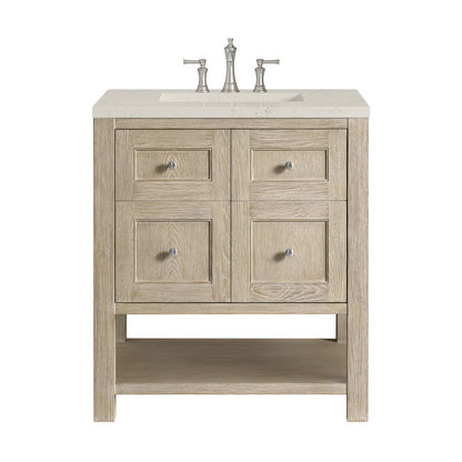 James Martin - Breckenridge 30" Single Vanity, Whitewashed Oak, w/ 3 CM Siberian Silestone Top - 330-V30-WWO-3SFR view 1