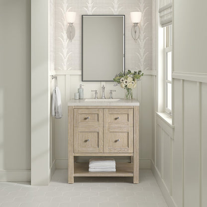 James Martin - Breckenridge 30" Single Vanity, Whitewashed Oak, w/ 3 CM Siberian Silestone Top - 330-V30-WWO-3SFR view 3